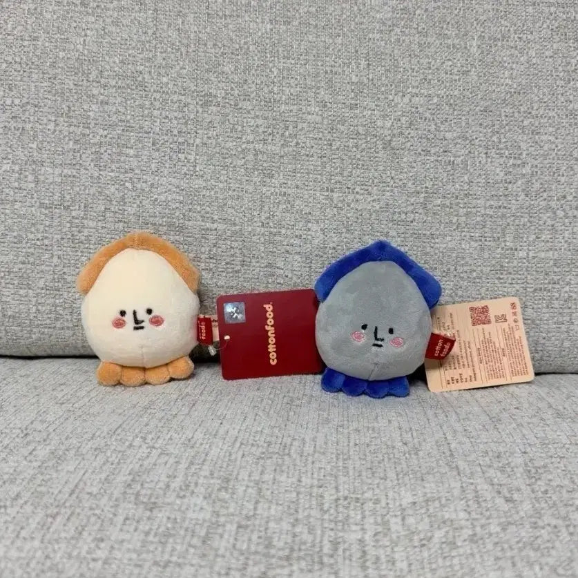 [BUNJANG] Cotton Food Cuttlefish Beige &amp; Blue Keyring Doll / 코튼푸드 갑오징어 베이지 블루 키링 인형