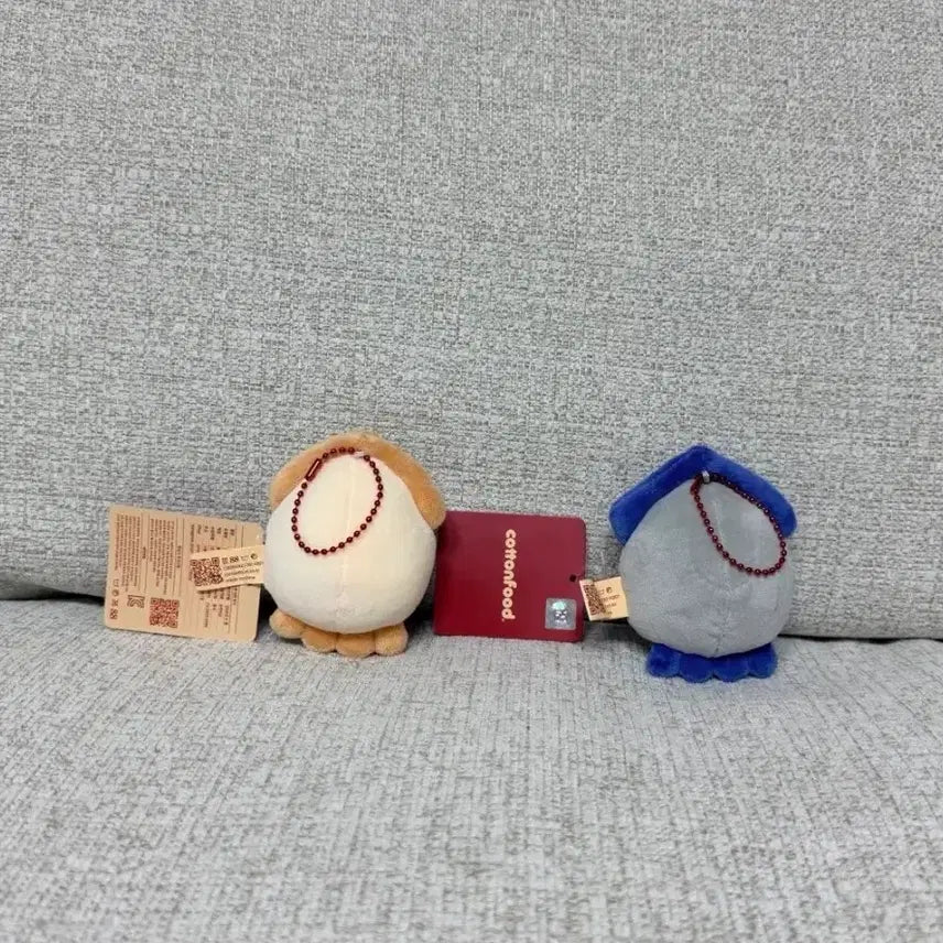 [BUNJANG] Cotton Food Cuttlefish Beige &amp; Blue Keyring Doll / 코튼푸드 갑오징어 베이지 블루 키링 인형