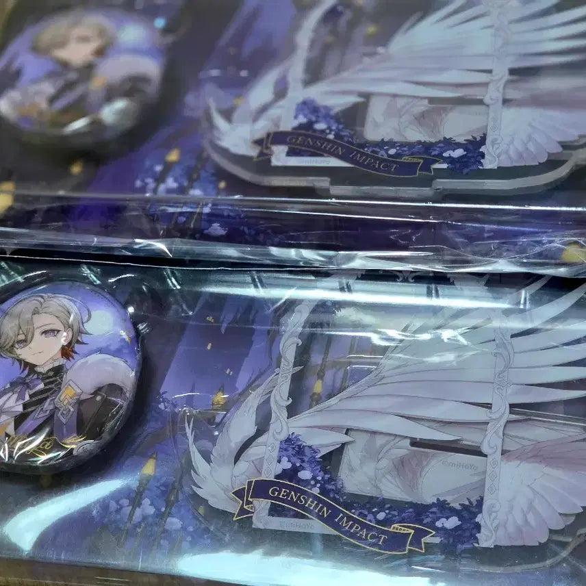 [BUNJANG] Genshin Impact Cafe Illuga Can Badge &amp; Acrylic Case Set / 원신 카페 일루가 캔뱃지&amp;아크릴 케이스 세트