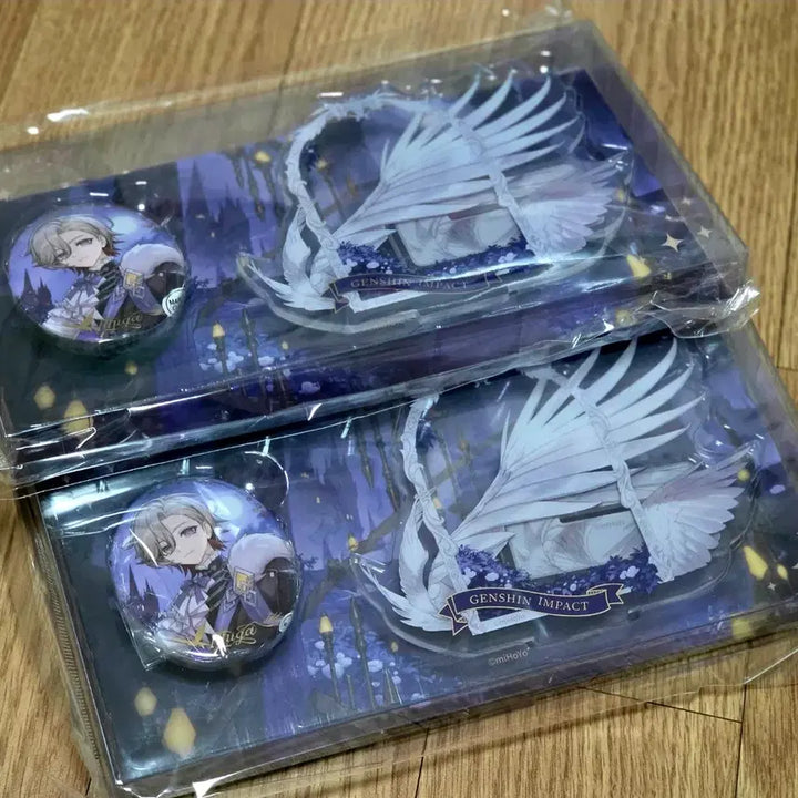 [BUNJANG] Genshin Impact Cafe Illuga Can Badge &amp; Acrylic Case Set / 원신 카페 일루가 캔뱃지&amp;아크릴 케이스 세트