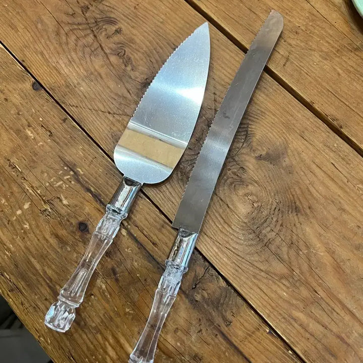 [BUNJANG] Vintage Crystal Handle Cake Server &amp; Knife Set / 빈티지 케이크서버 &amp; 나이프