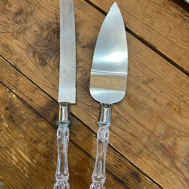 [BUNJANG] Vintage Crystal Handle Cake Server &amp; Knife Set / 빈티지 케이크서버 &amp; 나이프