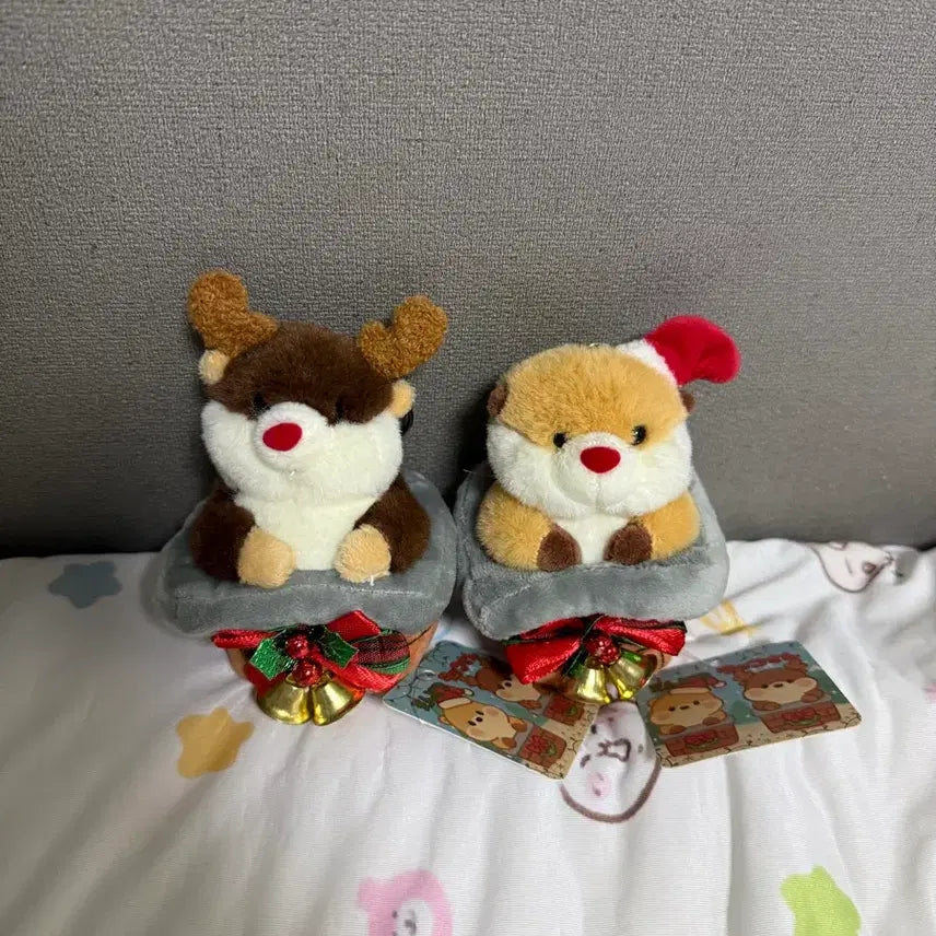 [BUNJANG] Christmas Chimney Rakkosan Doll Keyring Set / 크리스마스 굴뚝 랏코상 인형 키링 2개 세트