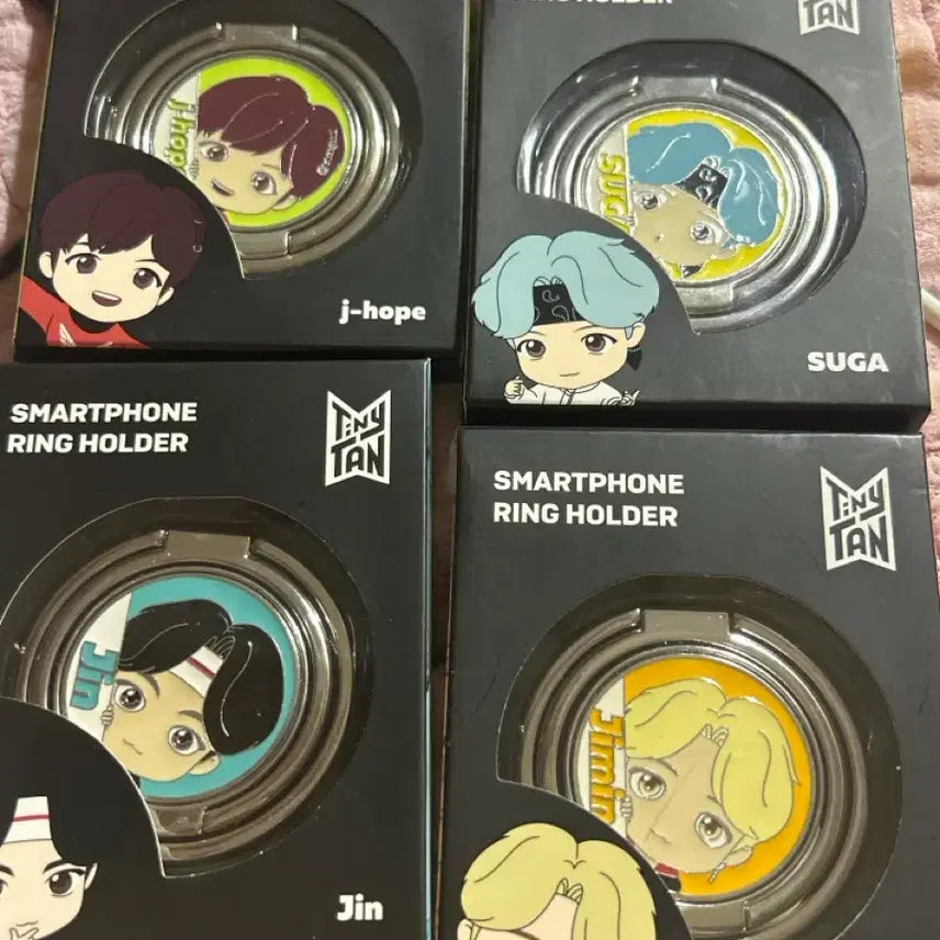 [BUNJANG] TinyTAN Jimin J-Hope Jin Suga Smartphone Ring Holder Bundle Set / 타이니탄 그립톡 스마트폰 링홀더 진 지민 슈가 제이홉 일괄