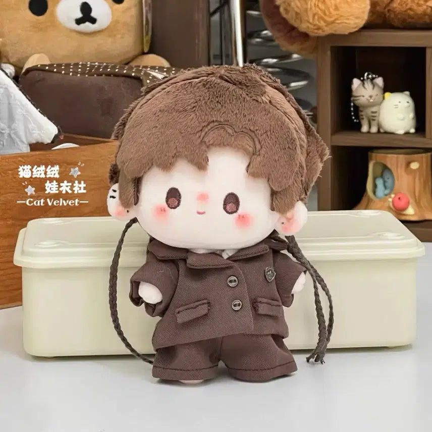 [BUNJANG] 10cm Doll Clothes Brown Suit Set / 10cm 인형옷 브라운 정장 수트