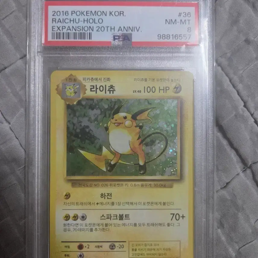 [BUNJANG] 20th Anniversary Raichu PSA 8 / 스월있는 20주년 라이츄 PSA8 급처 합니다