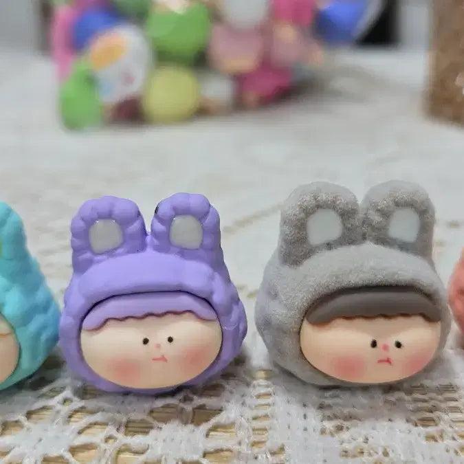 [BUNJANG] Frog and Rabbit Hat Keyring Doll Set / AMLLS 스타일 개구리 토끼 모자 키링 인형 5개 1800원