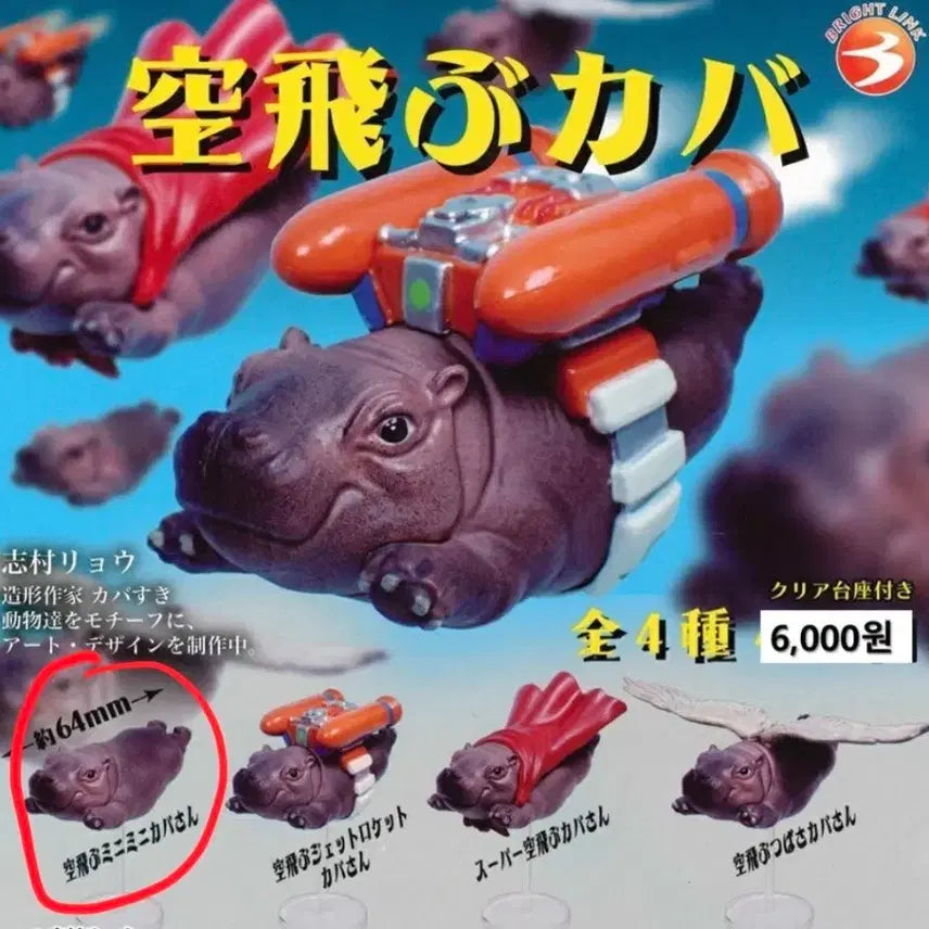 [BUNJANG] Flying Hippo Gacha Figure / 날으는 하마 가챠 피규어