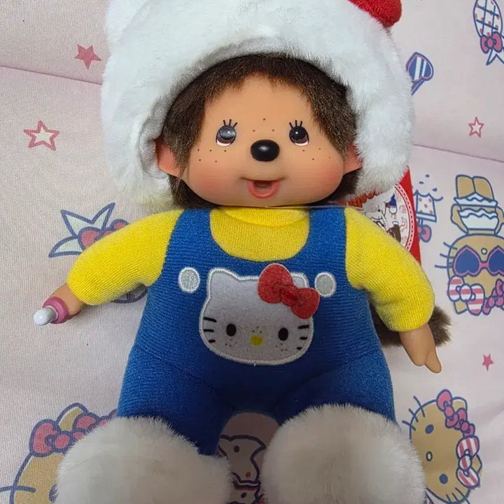 [BUNJANG] Monchhichi Hello Kitty 50th Anniversary Collaboration Doll / 몬치치 키티 콜라보 50주년 인형 (키링아님)