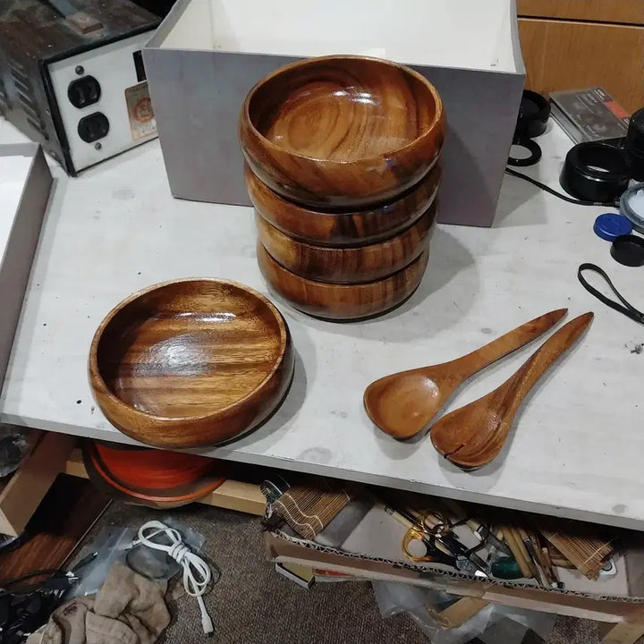 [BUNJANG] 1970s Unused Japanese Wooden Bowl Set / 1970 미사용 일본 나무 그릇 세트