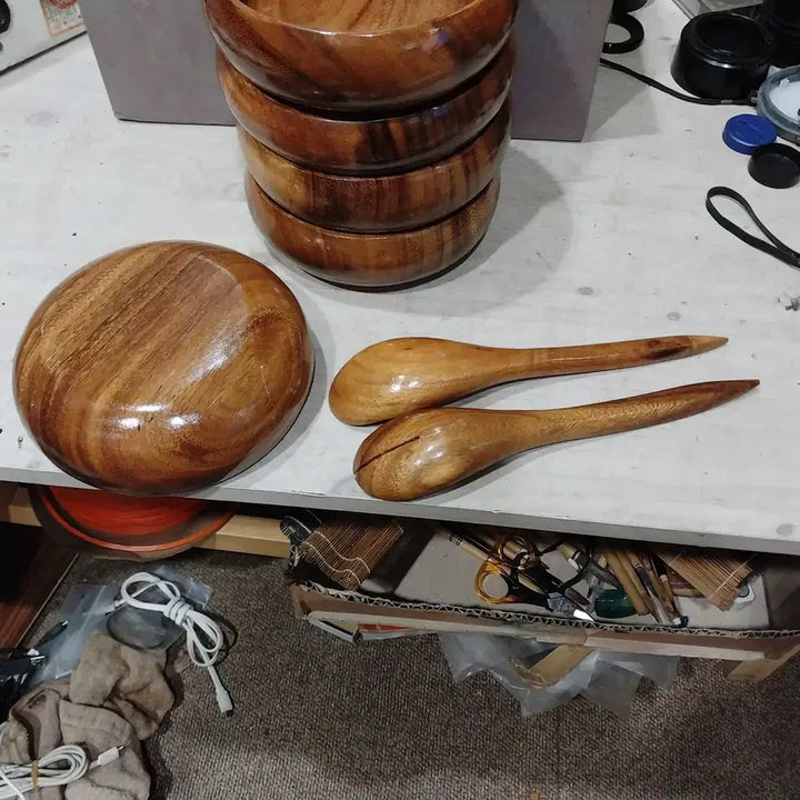 [BUNJANG] 1970s Unused Japanese Wooden Bowl Set / 1970 미사용 일본 나무 그릇 세트