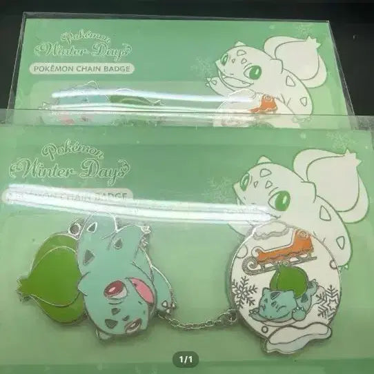 [BUNJANG] Pokemon Bulbasaur Winter Snow Globe Chain Badge / 포켓몬스터 이상해씨 윈터 스노우볼 체인 배지 이상해씨