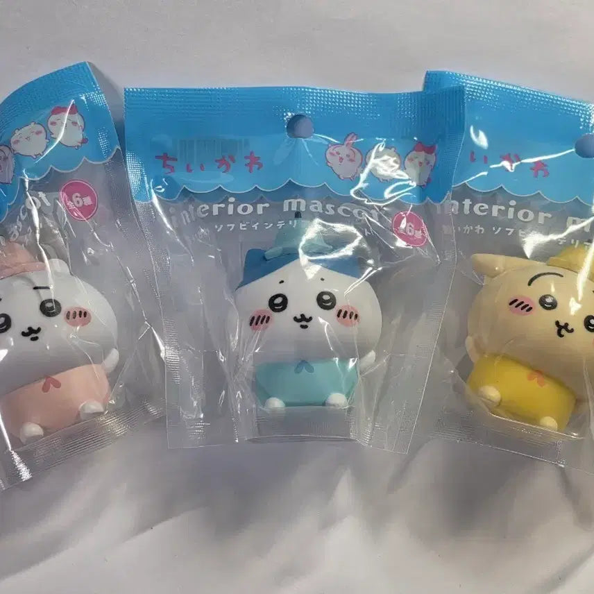 [BUNJANG] Chiikawa Soft Vinyl Interior Mascot 3-Figure Bundle Set (Chiikawa, Usagi, Hachiware) / 치이카와 소프트비 소프비 인테리어 마스코트 3종 일괄 (치이카와, 우사기, 하치와레)