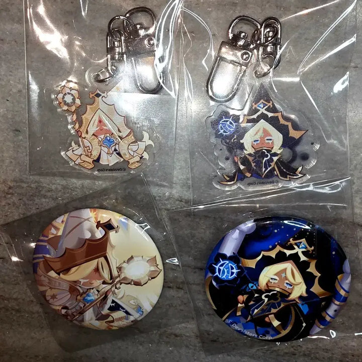 [BUNJANG] Pure Vanilla Cookie (Awakened &amp; Hermit) Maple Shop Keychain &amp; Can Badge Bundle Set / (미개봉새상품)각성 이해자 퓨어바닐라 쿠키,은둔자 퓨어바닐라 쿠키 마플샵 키링 캔뱃지 일괄 판매