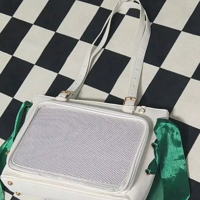 [BUNJANG] White Ita Bag Green Ribbon / 흰색 이타백 초록리본