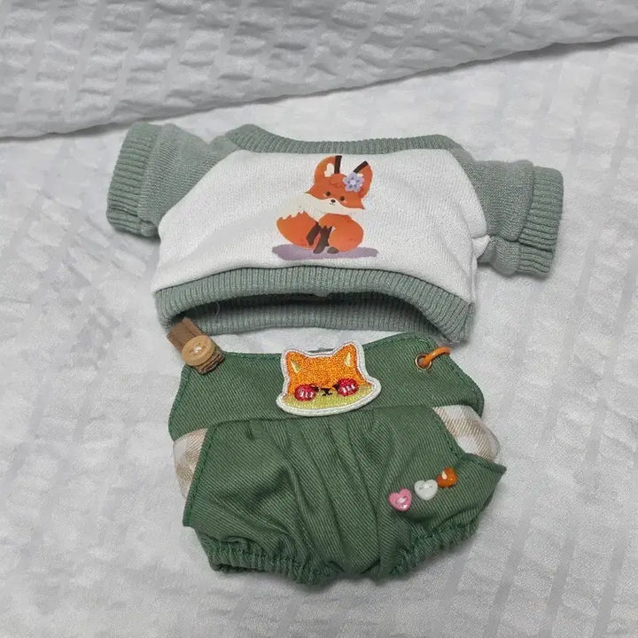 [BUNJANG] Fox Overalls 20cm Doll Clothes / 여우 멜빵 20cm 솜인형 옷