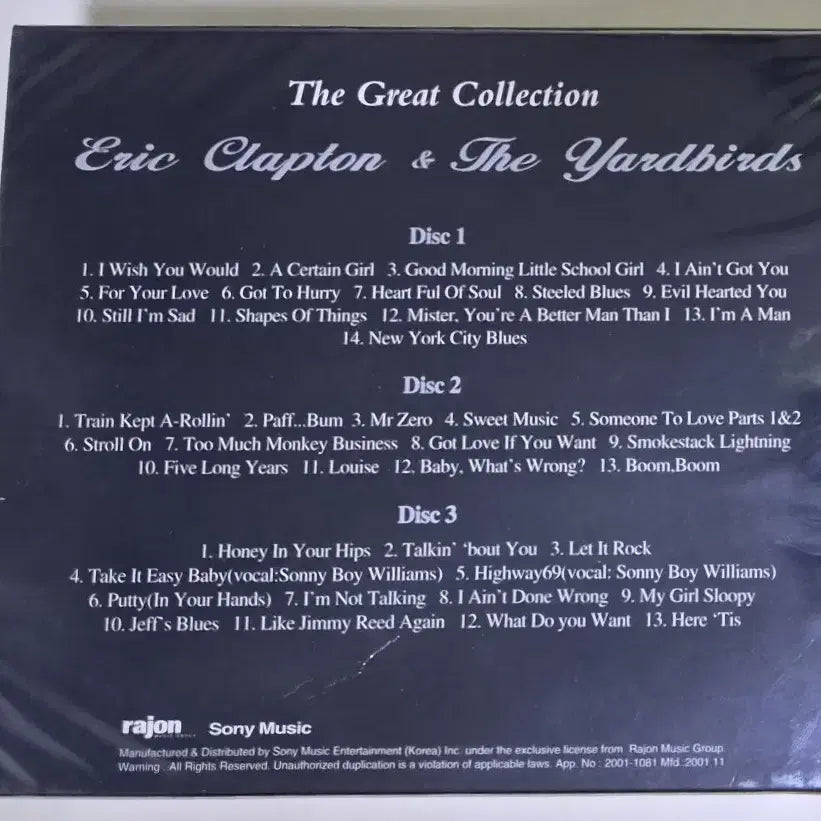 [BUNJANG] Eric Clapton &amp; The Yardbirds 3CD Collection (Sealed) / 에릭 클랩튼 &amp; 야드버즈 3CD 컬렉션 (미개봉 3CD)