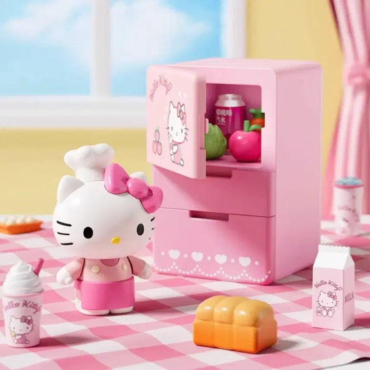 [BUNJANG] Hello Kitty Pink Refrigerator Figure Set / 헬로키티 핑크 냉장고 피규어 세트