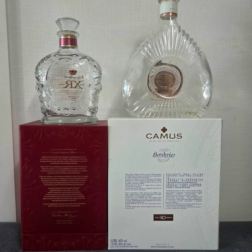 [BUNJANG] Crown Royal XR Camus Borderies XO Cognac Empty Bottle Case Set / 크라운 로열 XR / 카뮤 보더리스 XO 코냑 위스키 공병