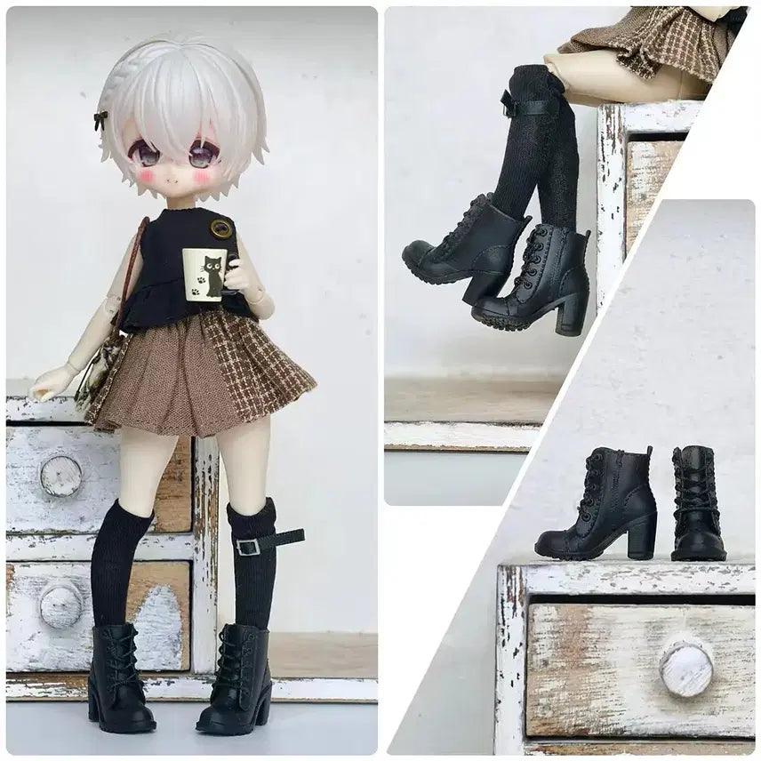 [BUNJANG] Obitsu Black Ankle Boots 1/12 Blind Doll / 오비츠 블랙 앵클부츠 1/12 블라인드돌