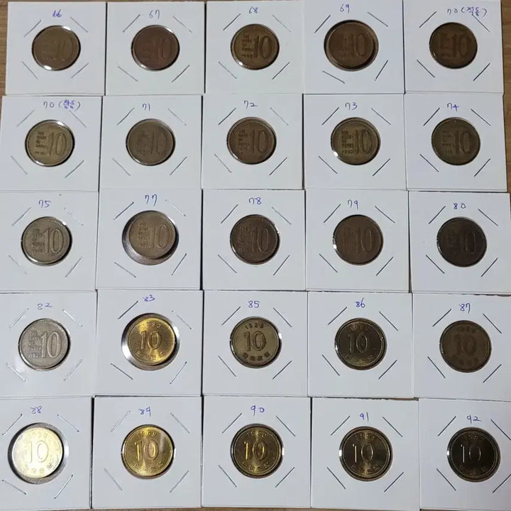 [BUNJANG] 10 Won Coin Collection - Circulated and Uncirculated Years / 동전  줄세우기 10원 미사용제 사용제