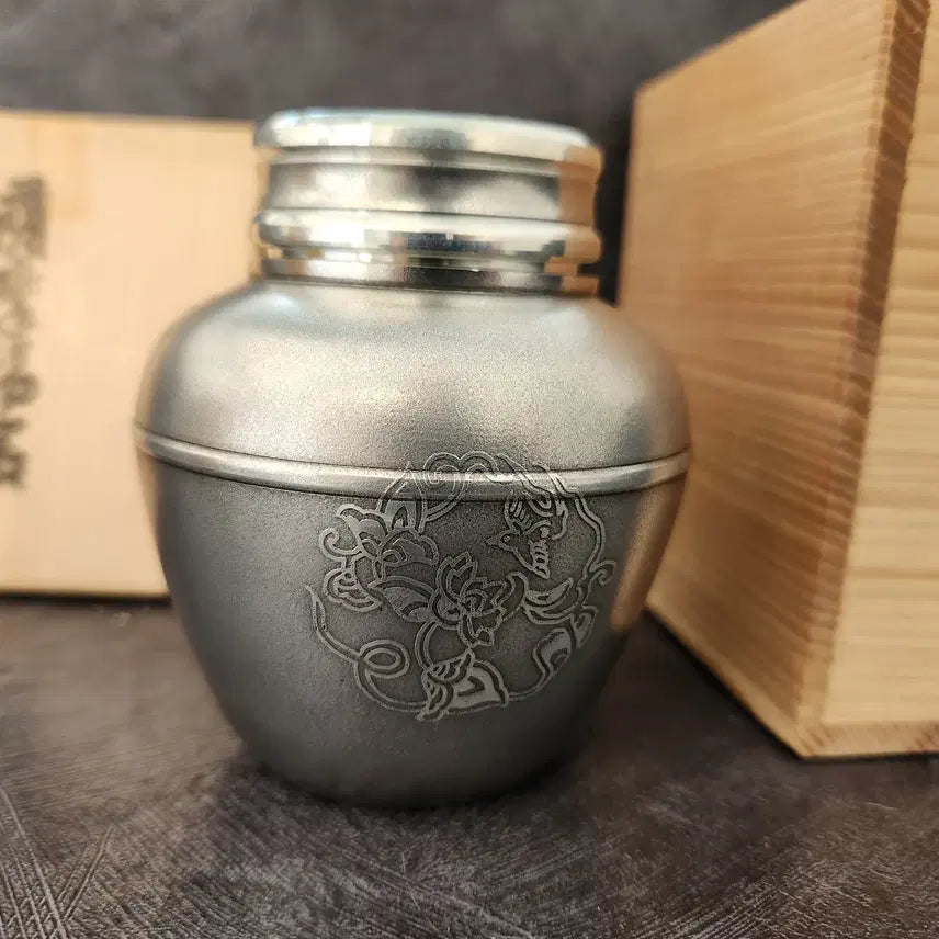 [BUNJANG] Satsuma Iwata Pewter Tea Caddy / 일본 고급주석차통 사츠마 이와키리