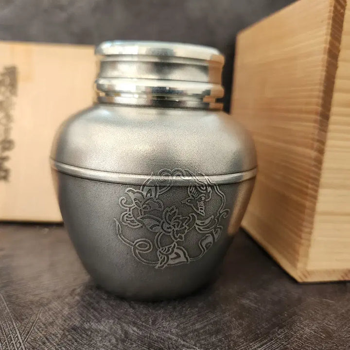 [BUNJANG] Satsuma Iwata Pewter Tea Caddy / 일본 고급주석차통 사츠마 이와키리