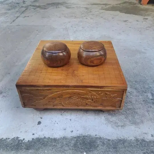 [BUNJANG] Wooden Go Board and Stones Set / 바둑판통나무조각4면 바둑알 사진되로진품