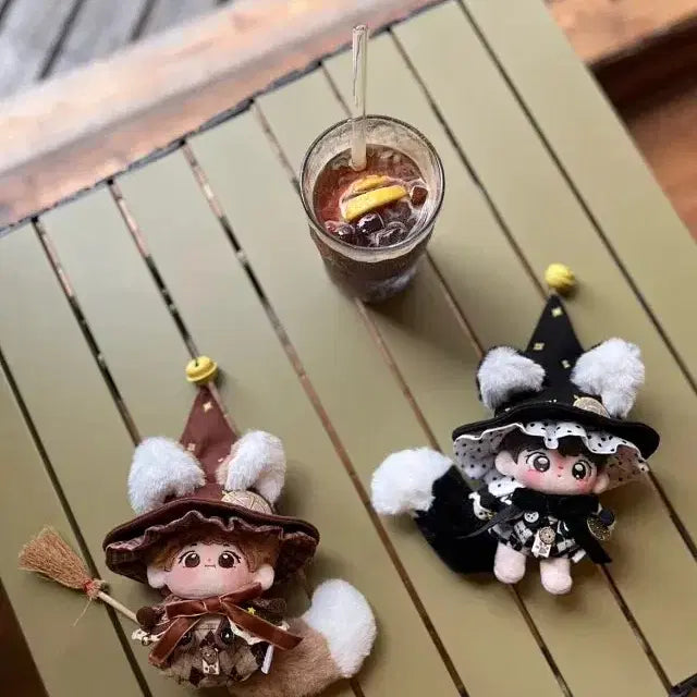 [BUNJANG] 10cm Doll Clothes Bundle Set - Black &amp; Brown "Magic Association" &amp; Black &amp; Purple "Wizard" / 마법 협회 흑색 &amp;갈색, 마법사 블랙 &amp; 퍼플 4벌 일괄 10cm 솜인형 10깅 옷 의상