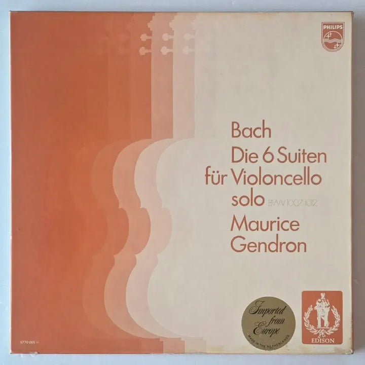 [BUNJANG] Maurice Gendron Bach Cello Suites Complete 3LP Box Set (Philips Holland Reissue SAMPLE PROMO) / 모리스 장드롱 - 바흐 무반주 첼로 전곡 3LP BOX ( Philips Holland 재반 SAMPLE 프로모션반 )