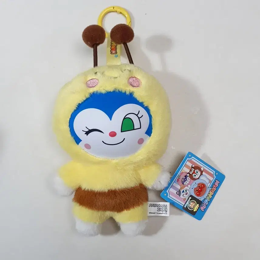 [BUNJANG] Anpanman Animal Rattle Bee Plush Keychain New / 호빵맨 동물 딸랑이 꿀벌 인형 키링 새상품