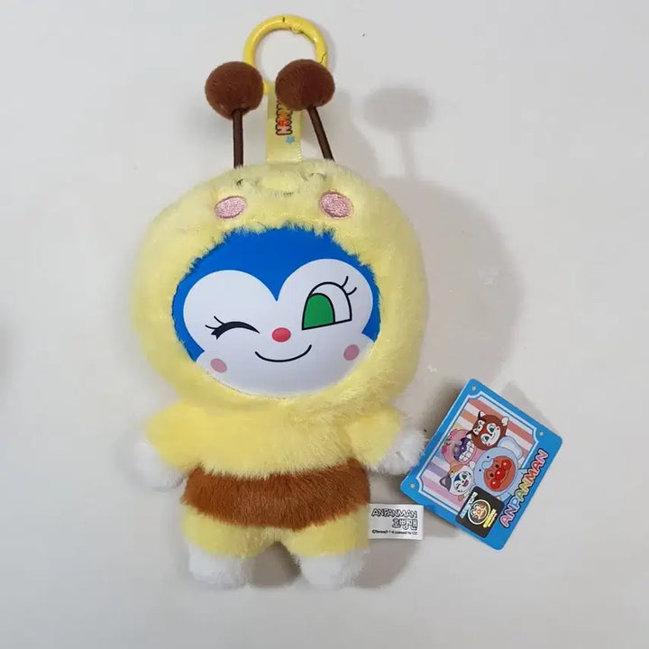 [BUNJANG] Anpanman Animal Rattle Bee Plush Keychain New / 호빵맨 동물 딸랑이 꿀벌 인형 키링 새상품