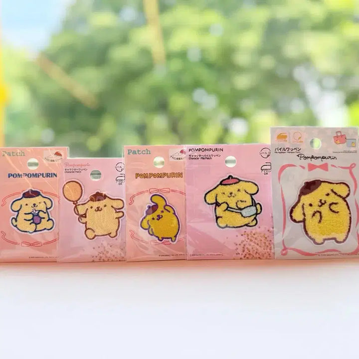 [BUNJANG] Sanrio Pompompurin Wappen Patch 5-Piece Set / 일본 산리오 폼폼푸린 와펜 패치 5종 세트 다리미 접착 씰
