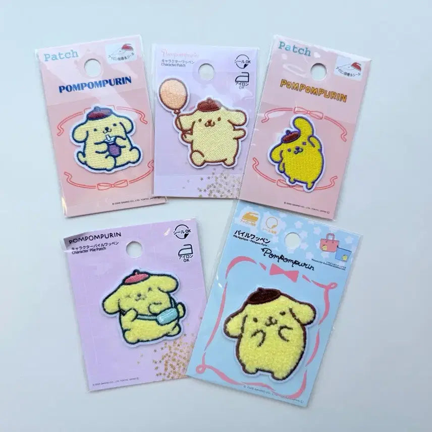 [BUNJANG] Sanrio Pompompurin Wappen Patch 5-Piece Set / 일본 산리오 폼폼푸린 와펜 패치 5종 세트 다리미 접착 씰