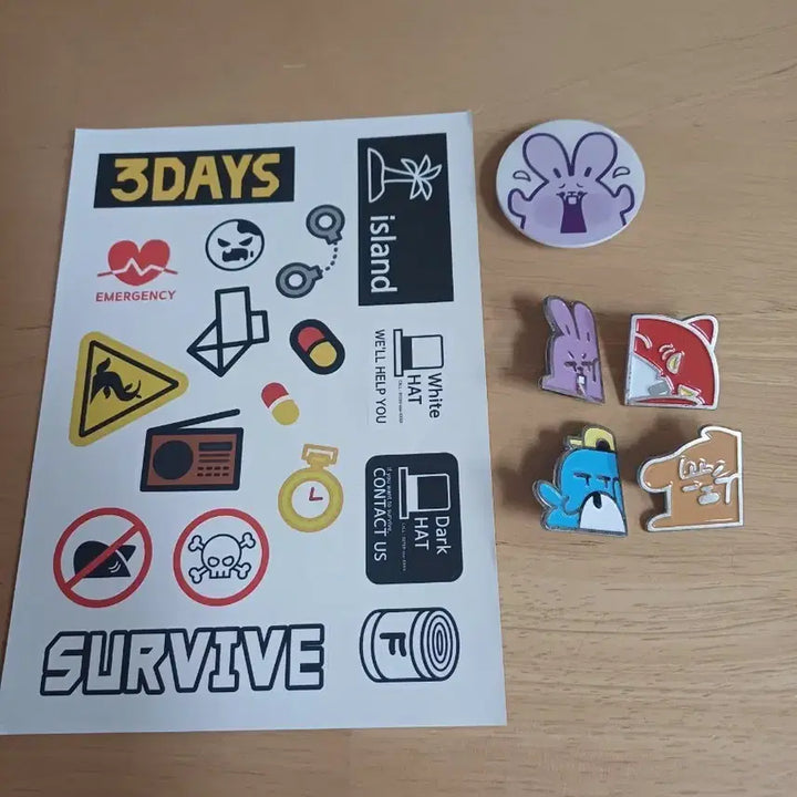 [BUNJANG] Jamddal 3DAYS Pin Badge Grip Talk Sticker Set / 잠뜰 3DAYS 핀뱃지 그립톡 스티커 세트