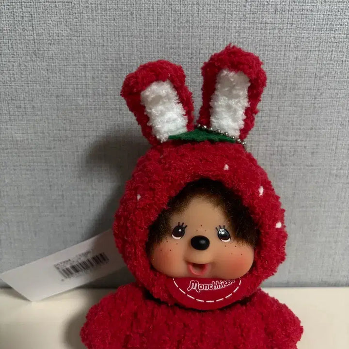 [BUNJANG] Monchhichi Strawberry Rabbit Custom / 몬치치 딸기 토끼 커스텀