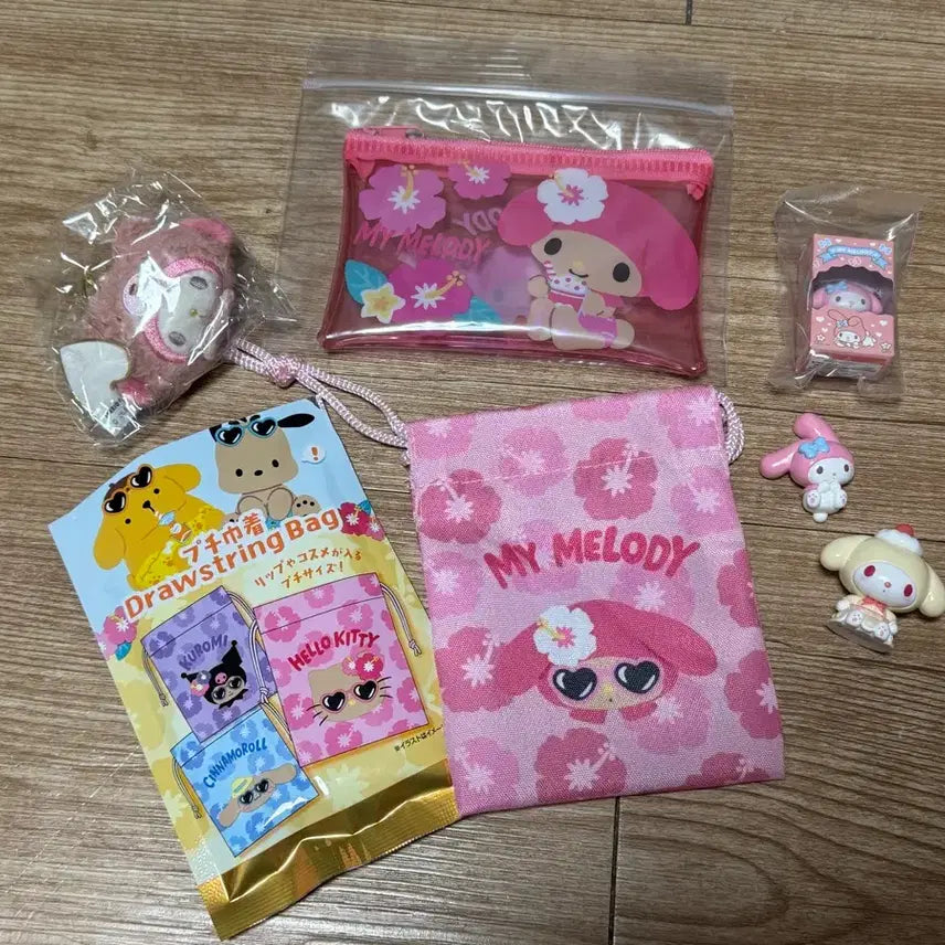 [BUNJANG] Sanrio Tanning My Melody Pouch &amp; Figure Gacha Set / 산리 태닝마이멜로디 파우치, 마이멜로디 피규어 가챠 세트