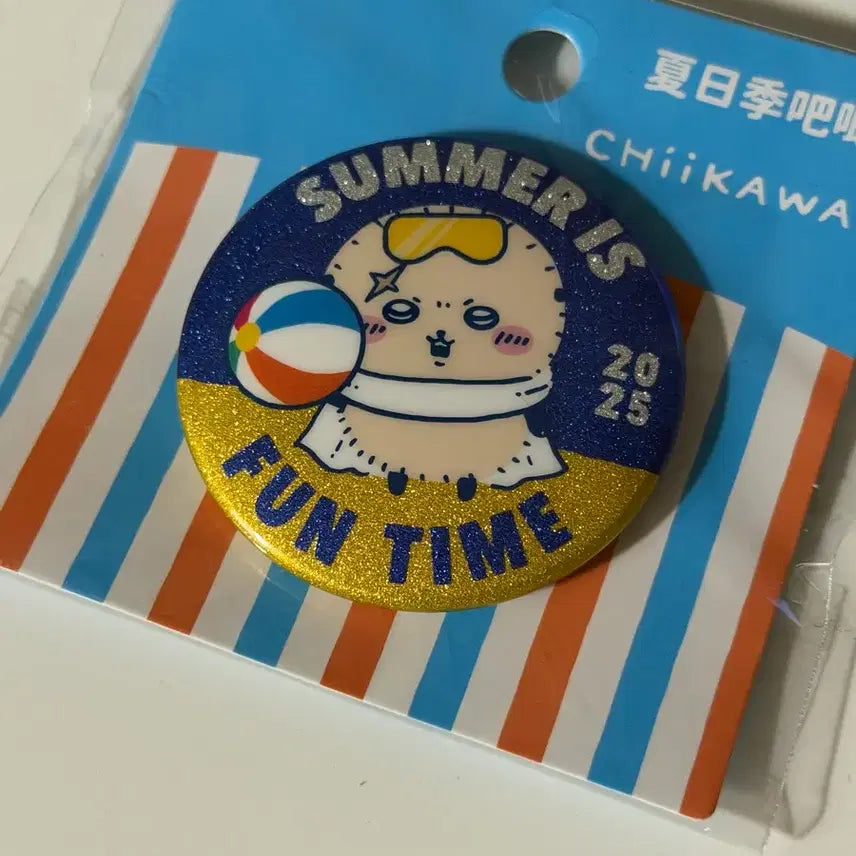 [BUNJANG] Chiikawa "Racco" Mini Can Badge - Summer / 치이카와 랏코 미니소 캔뱃지 여름