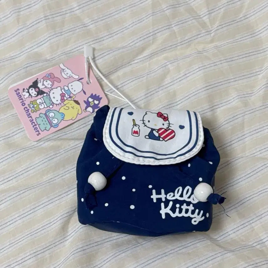 [BUNJANG] Hello Kitty Navy Dot Mini Backpack Pouch / [새상품] 헬로키티 네이비 도트 미니 백팩 파우치