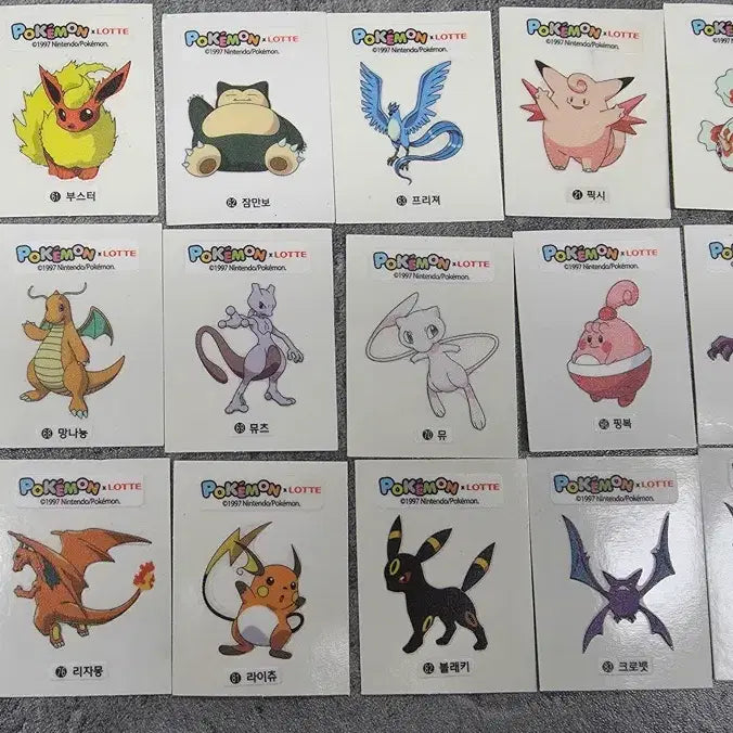 [BUNJANG] Pokemon Lotte Ssheet Bundle Set (Includes Mew, Mewtwo) / 포켓몬 롯데 띠부씰 일괄 판매(뮤, 뮤츠도 있음)