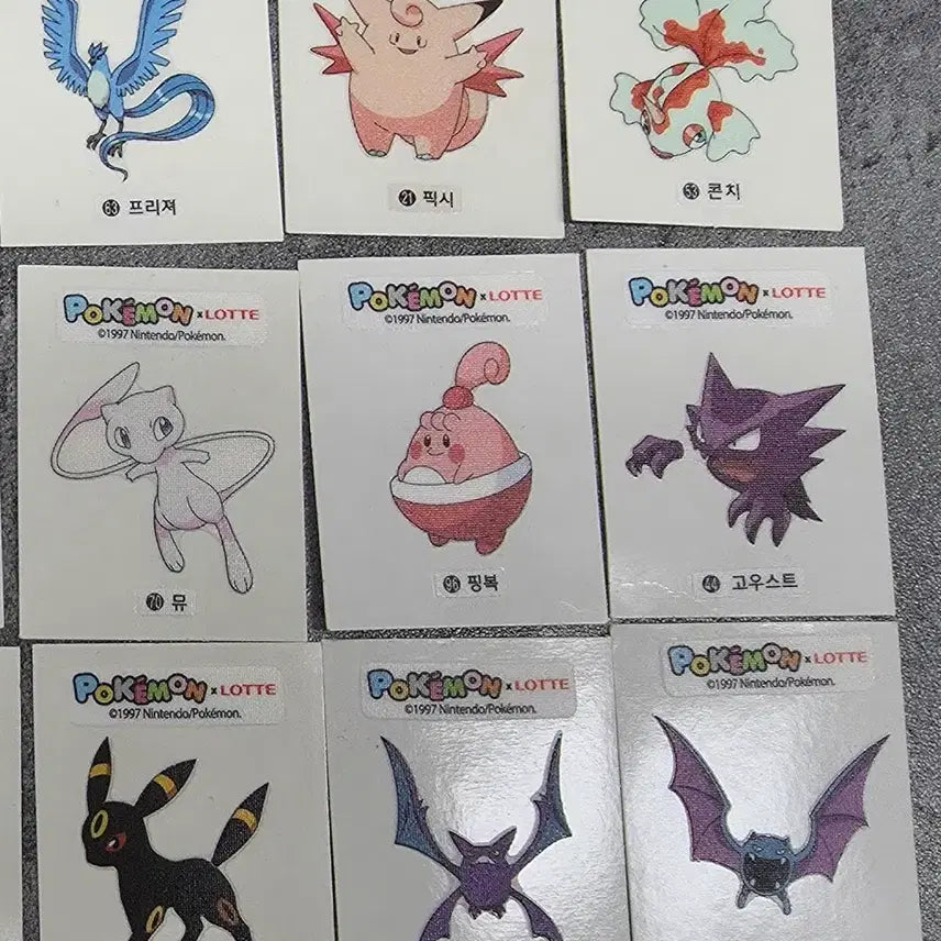 [BUNJANG] Pokemon Lotte Ssheet Bundle Set (Includes Mew, Mewtwo) / 포켓몬 롯데 띠부씰 일괄 판매(뮤, 뮤츠도 있음)