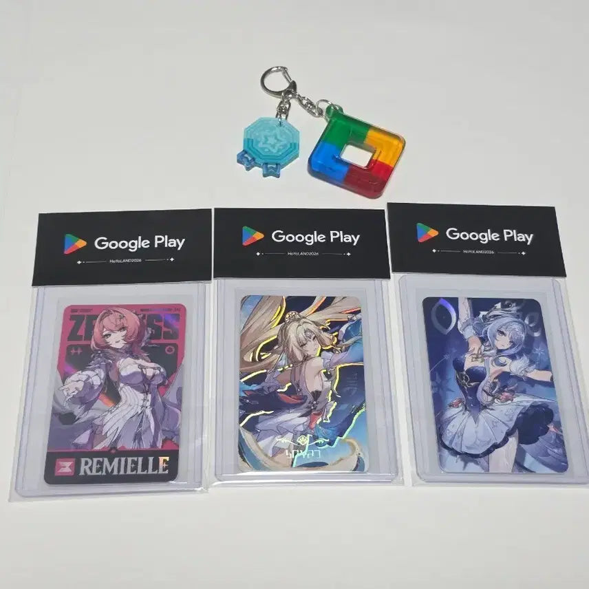[BUNJANG] HoyoVerse Google Play Photocard Bundle Set + Diamond Keyring / 호요랜드 구글플레이 포카 올클 + 다이아 키링