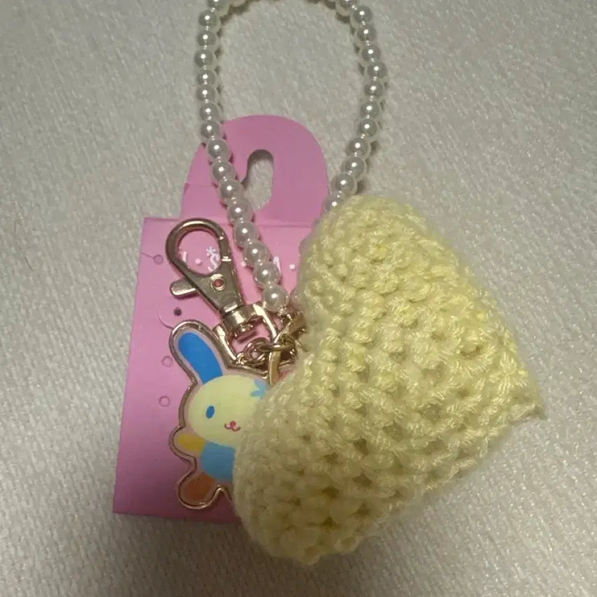 [BUNJANG] Usahana Heart Knit Keychain / 우사하나 하트 키링 고리