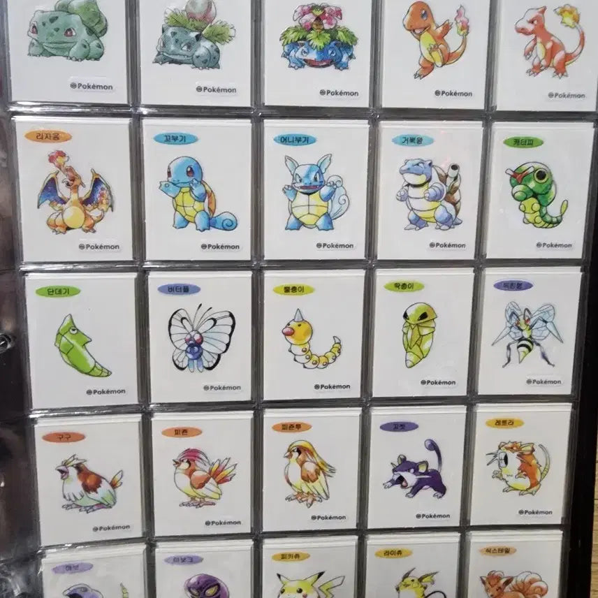 [BUNJANG] Pokemon 30th Anniversary Artwork Full Set (100 Types) + 100 OPP Film Sheets / 포켓몬 띠부씰 30주년 아트웍 100종 전종 세트+opp필름100장
