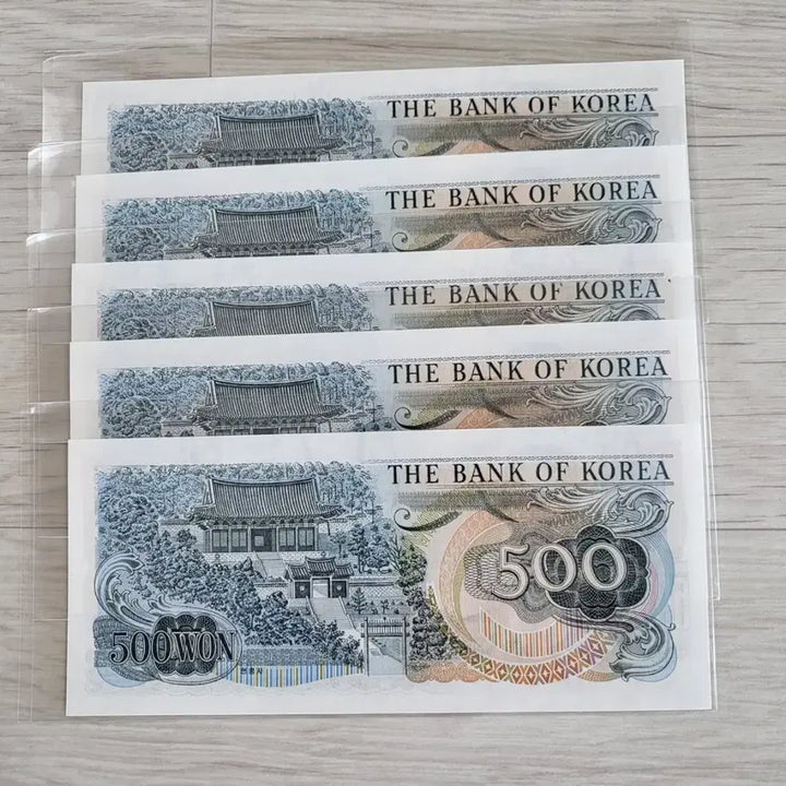 [BUNJANG] Yi Sun-shin 500 Won Banknote - Uncirculated, Consecutive Serial Numbers (5 pcs) / 이순신 오백원 완전미사용 5연번 5장