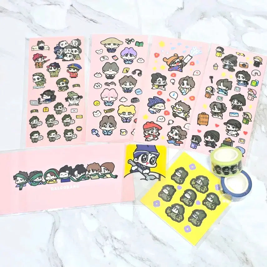 [BUNJANG] BTS Dalgo-rang Fan Art Sticker Bundle Set / BTS 방탄 달고랑 스티커 방탄 팬아트 스티커 일괄 양도