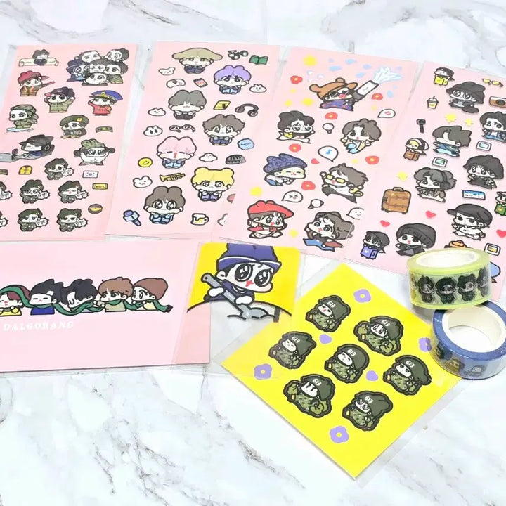 [BUNJANG] BTS Dalgo-rang Fan Art Sticker Bundle Set / BTS 방탄 달고랑 스티커 방탄 팬아트 스티커 일괄 양도