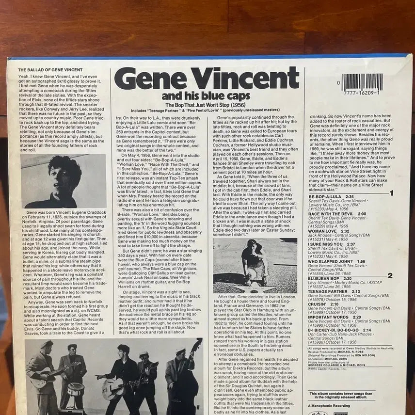 [BUNJANG] Gene Vincent LP / Gene vincent 진 빈센트 LP 엘피