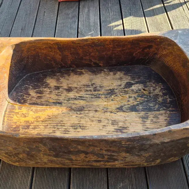[BUNJANG] Handmade Wooden Chest Antique / 골동품,수제품(통원목 함지박+유리)