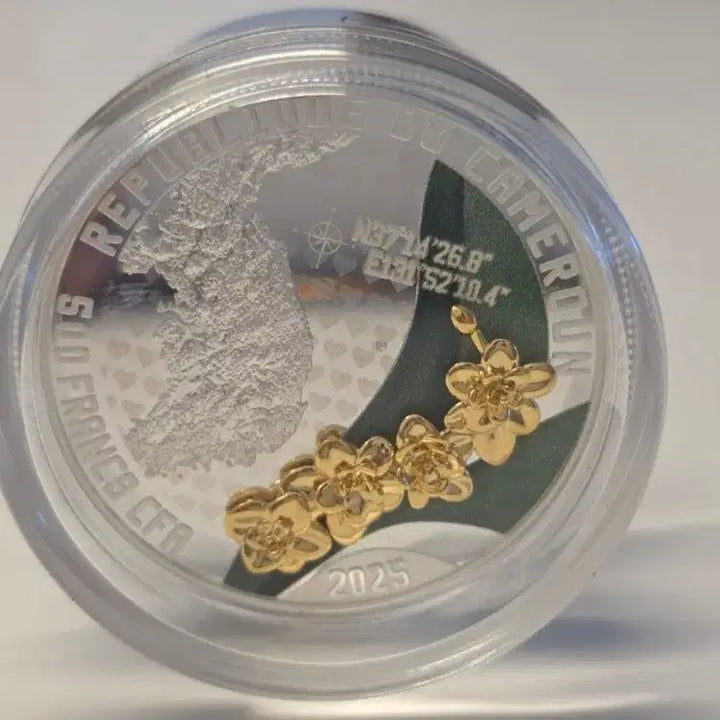 [BUNJANG] Cameroon 2025 Dokdo 3D 24k Gold Plated Silver Coin / 2025 카메룬 독도 3D 입체형 24k 금도금 은화